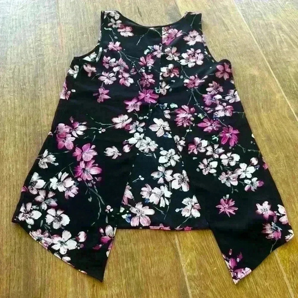 Express Split Back Chiffon Tank Top Floral Lace Print ID#400183 Blouse Office - Picture 8 of 11